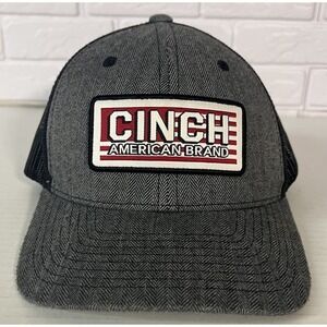 Cinch Trucker Hat Mens OSFM Grey‎ Herringbone Snapback Mesh Cap